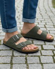 Mules sandales Homme double bride Kaki