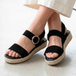 Sandales Femme corde tressée Noir