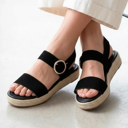Sandales Femme corde tressée Noir - Isotoner
