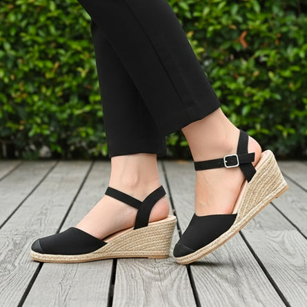Espadrilles fermées Femme talon corde Noir - Isotoner