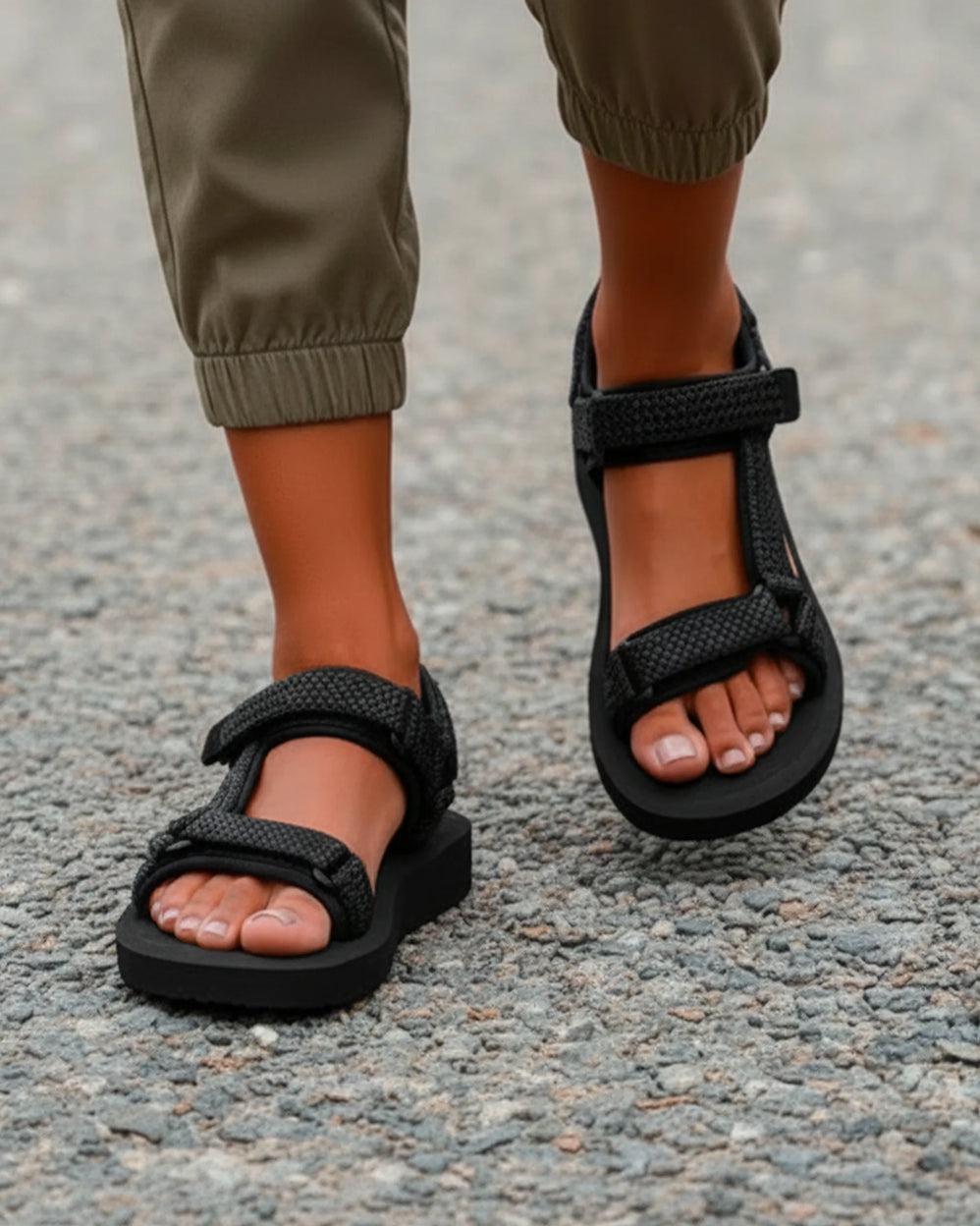 Sandales Femme Sport à talon Noir - Isotoner