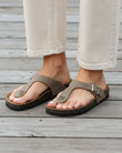 Sandales Tongs Femme bride Taupe