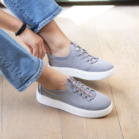 Baskets Femme slip-on talon plateforme Gris - Isotoner
