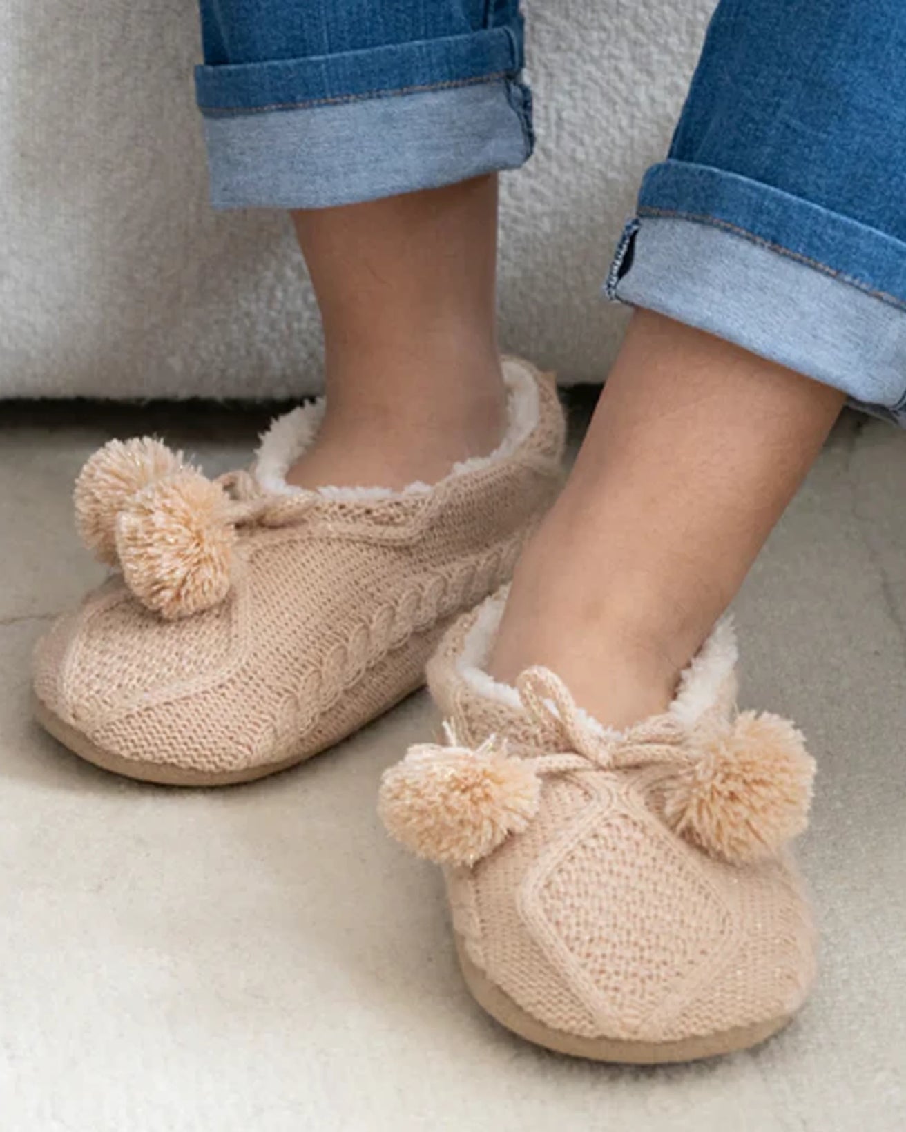 Chaussettes-chaussons Femme Pompons
