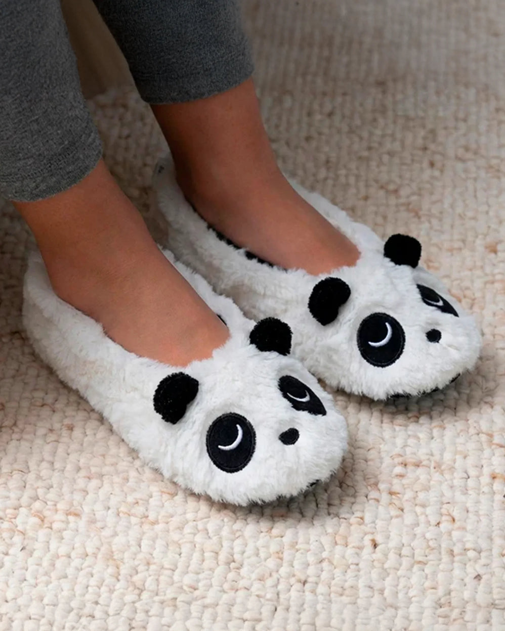 Chaussons ballerines 3D Femme Panda Ivoire - Isotoner
