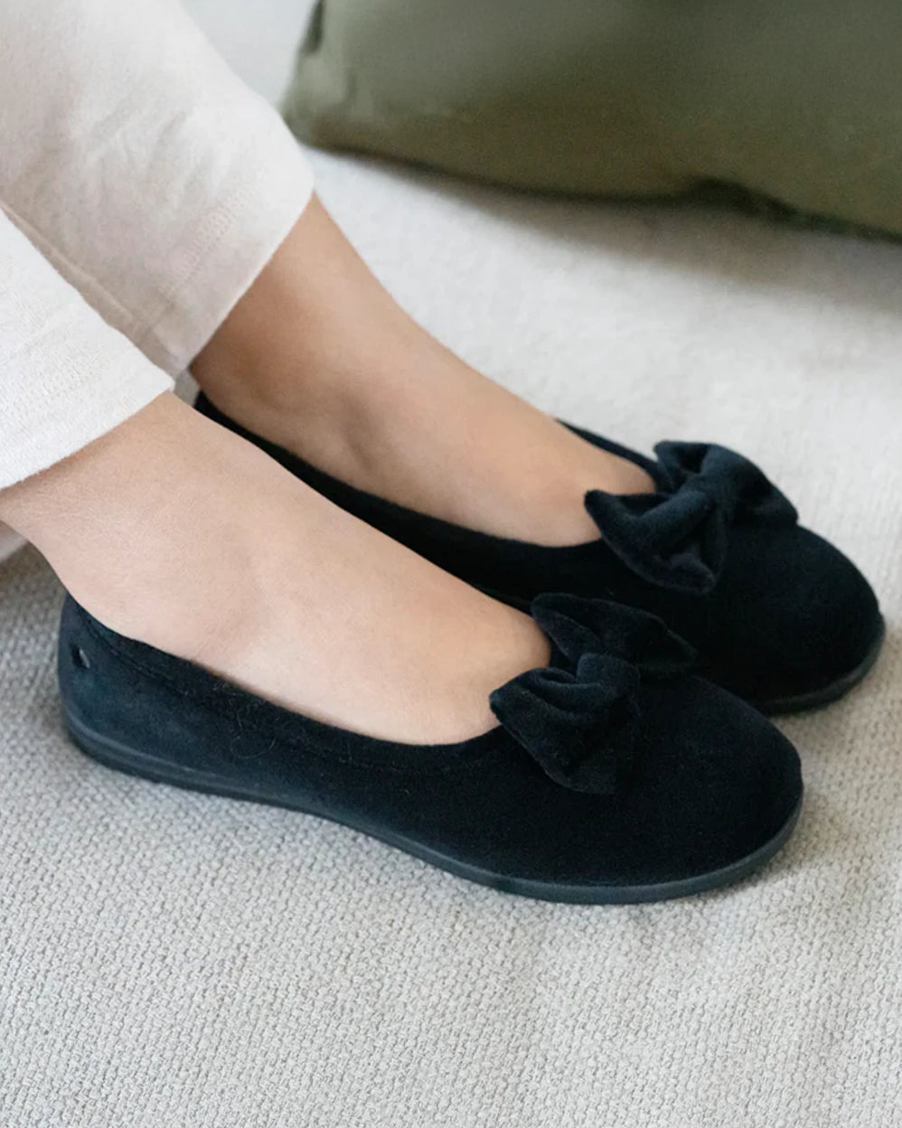 Chaussons ballerines Femme Nœud confort Noir - Isotoner