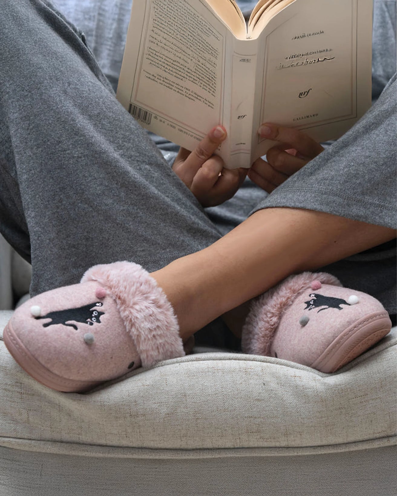 Chaussons mules Femme Rose chiné