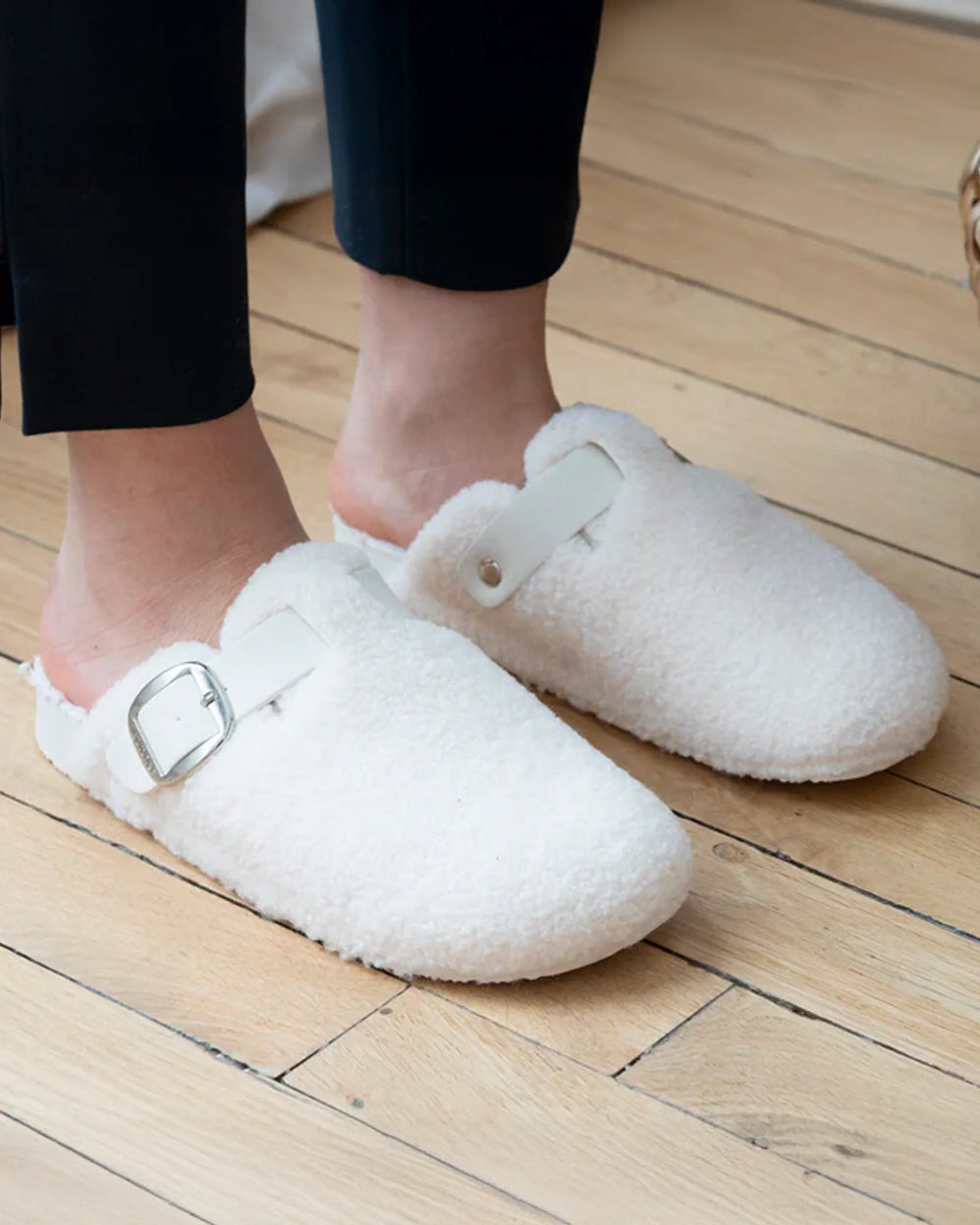Chaussons mules Femme Sherpa Ivoire - Isotoner