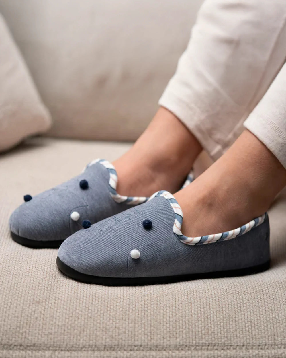 Chaussons slippers Femme Bleu denim - Isotoner