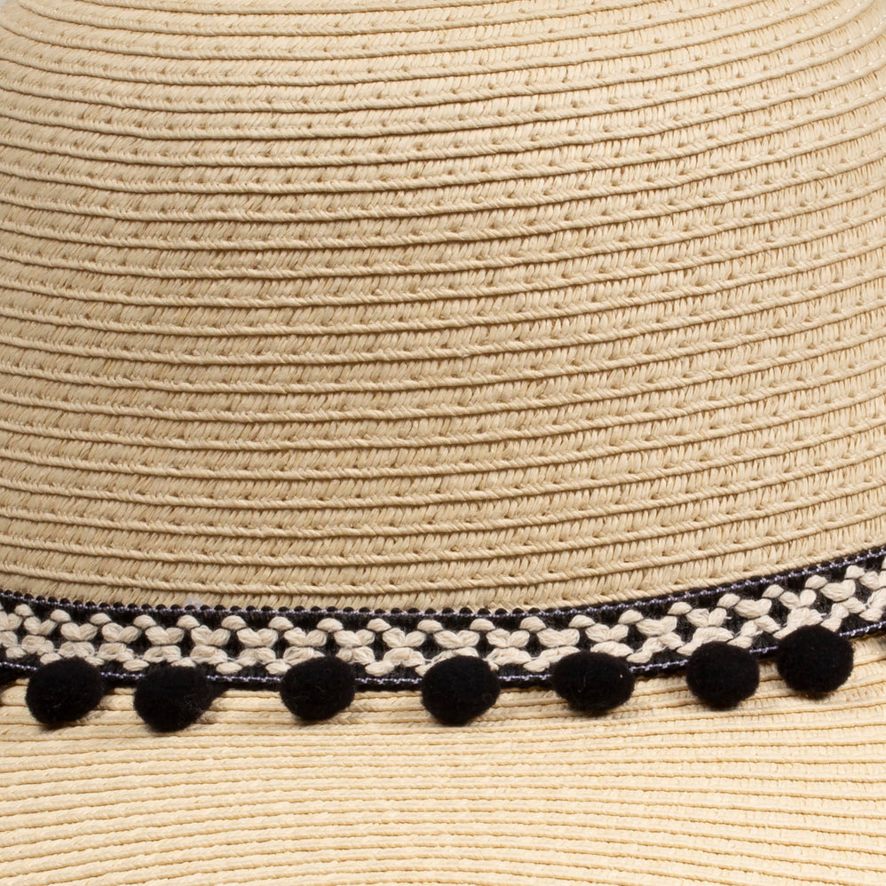 Chapeau Femme Capeline pompons noirs - Isotoner