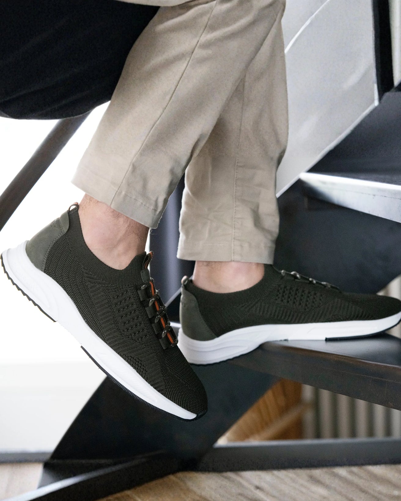 Baskets Confort Homme slip-on lacets Kaki
