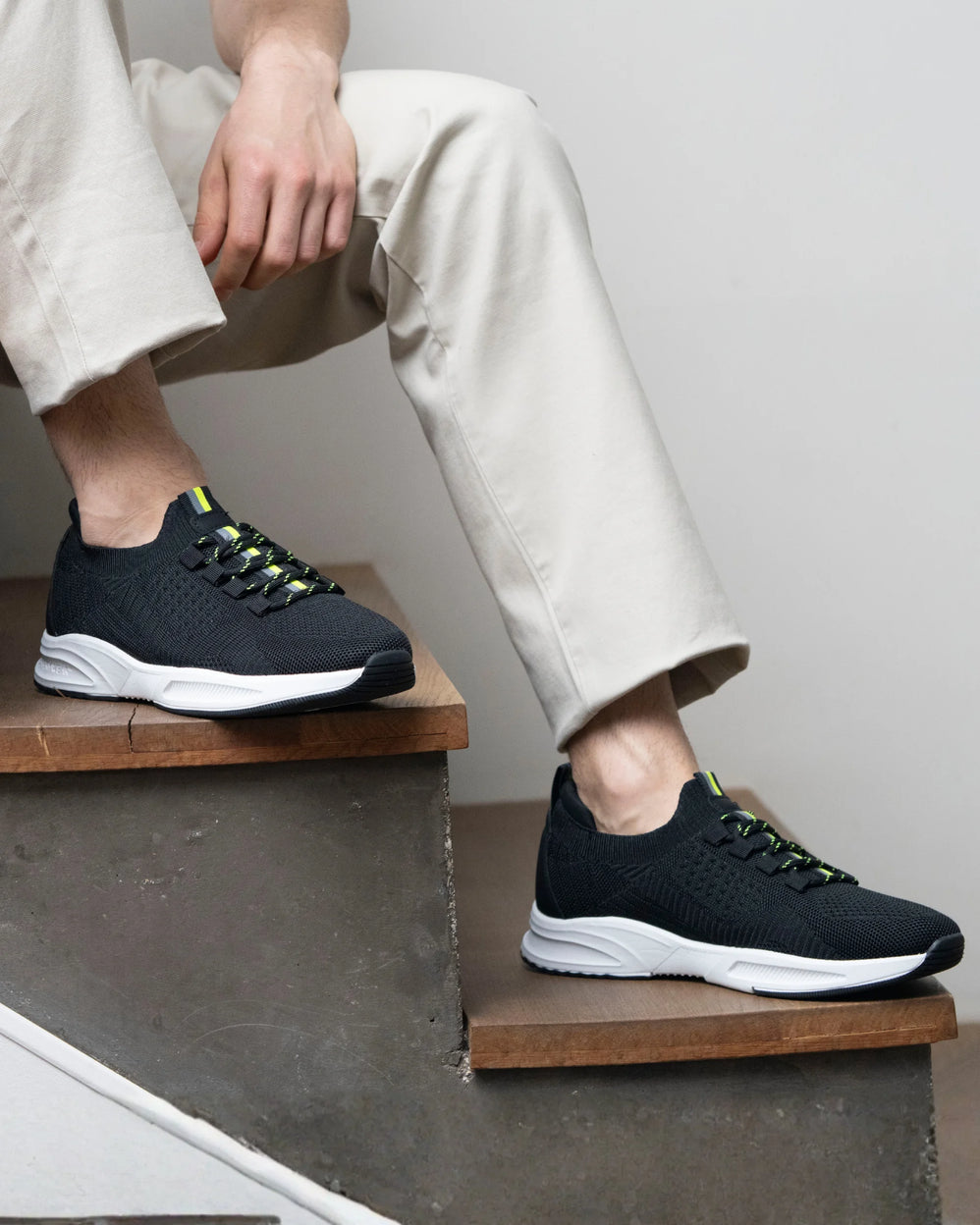 Basket Confort Homme slip-on Noir/jaune - Isotoner
