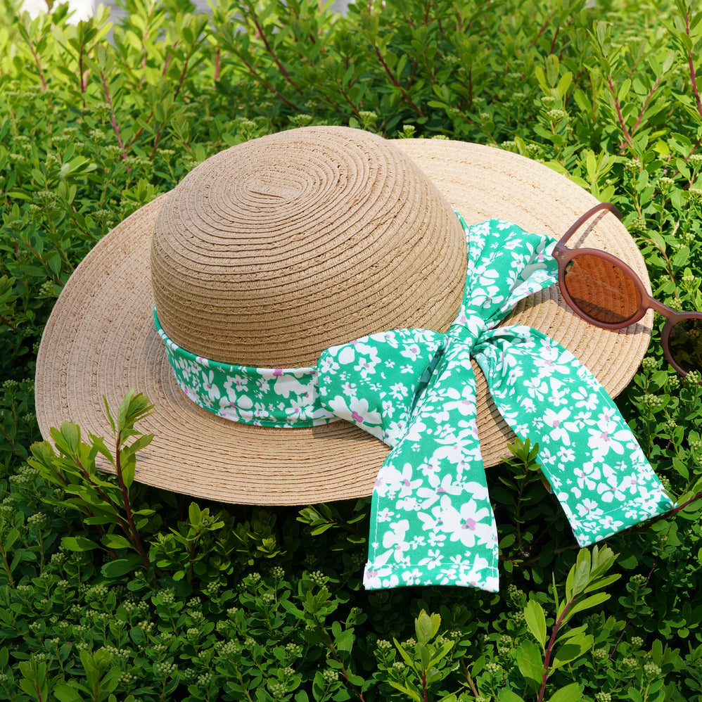 Chapeau Femme capeline Foulard fleurs vertes - Isotoner