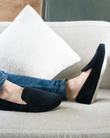 Chaussons mocassins Homme brodé Noir