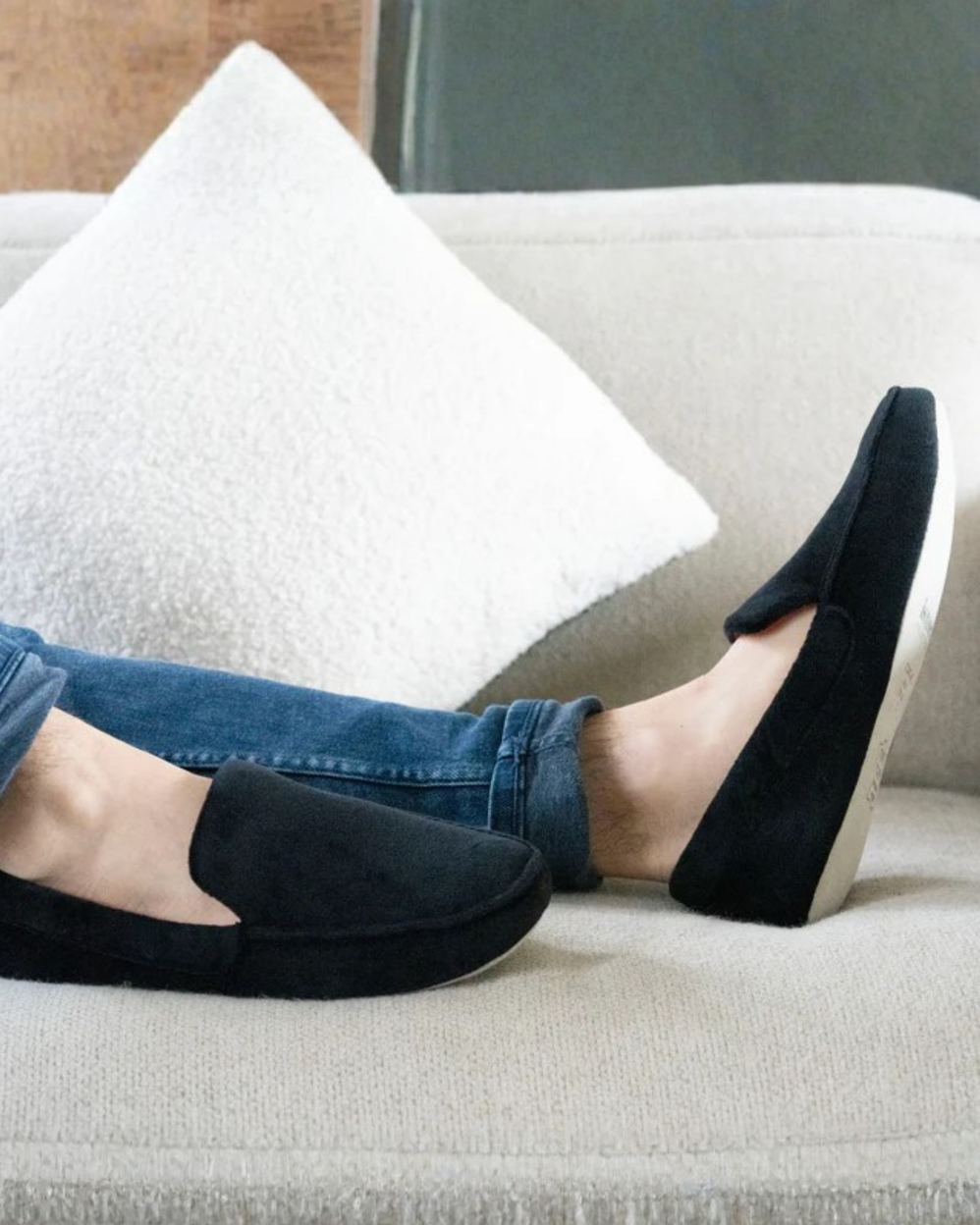 Chaussons mocassins Homme brodé Noir - Isotoner
