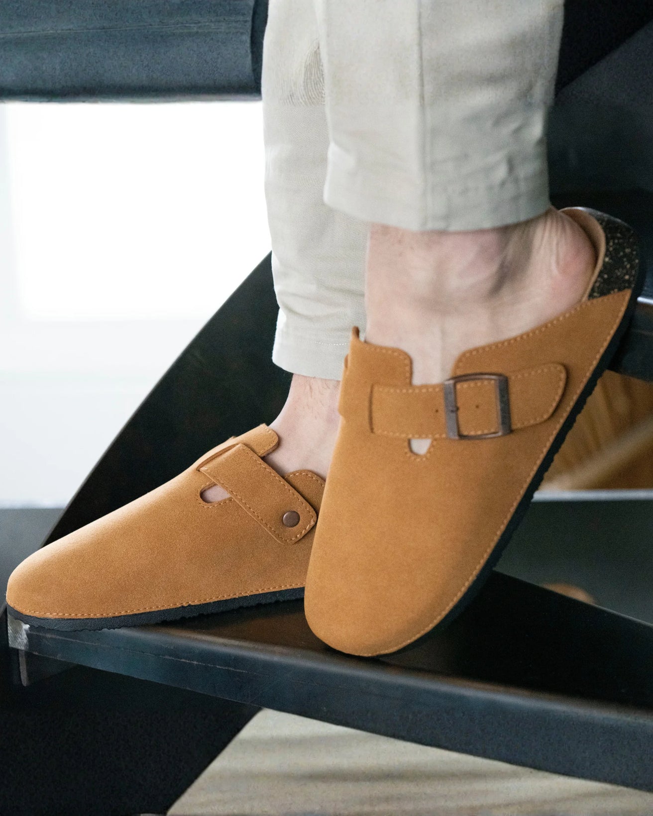 Mules sabots Homme Camel