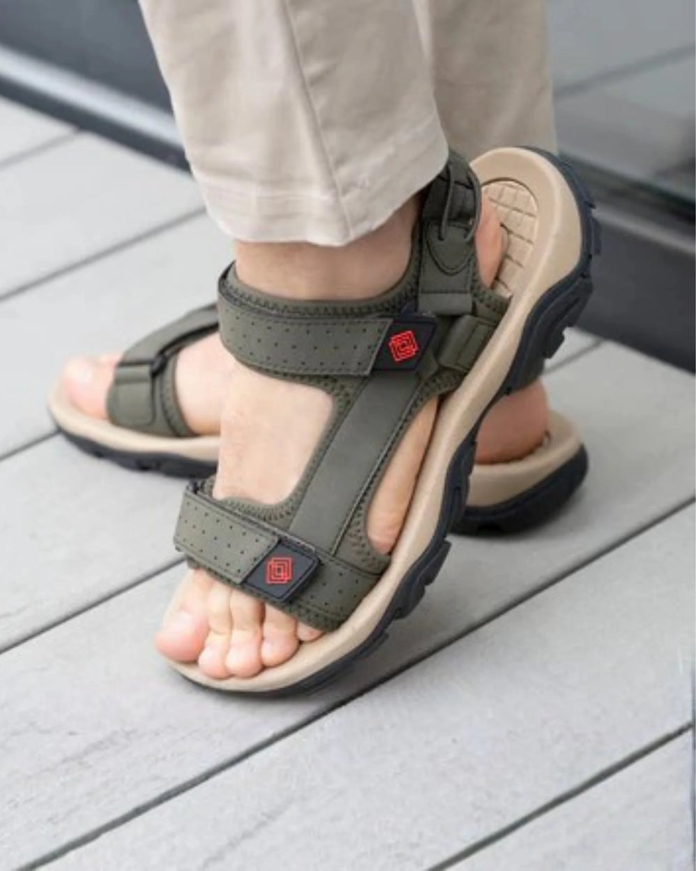 Sandales Homme Sport Kaki - Isotoner