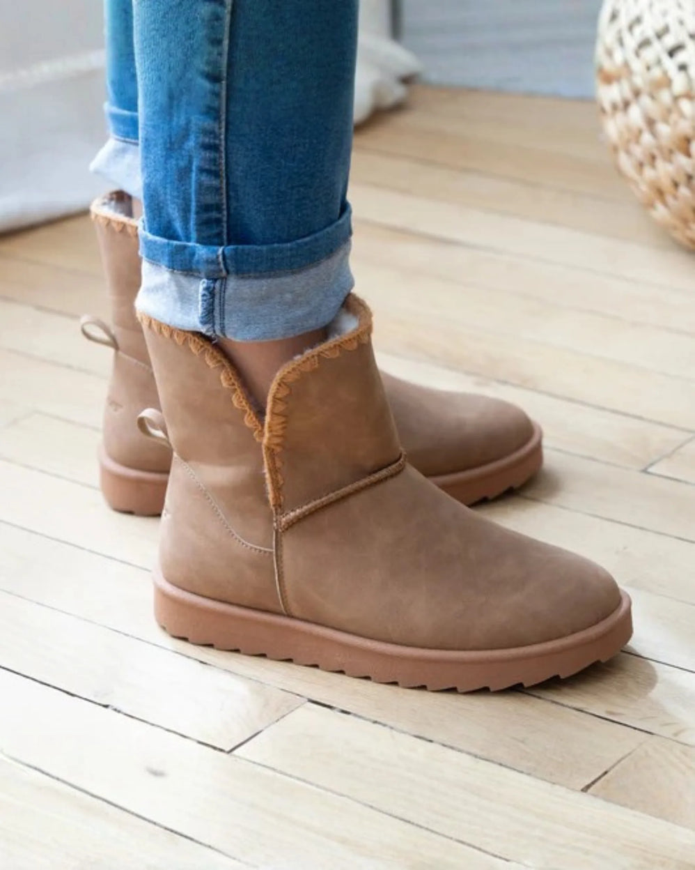 Bottines haute Femme imitation fourrure Camel - Isotoner