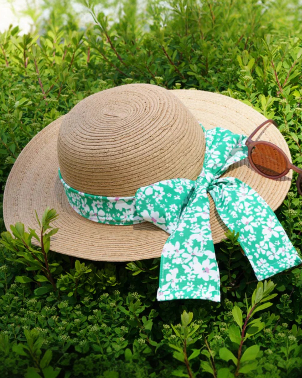 Chapeau Femme capeline Foulard fleurs vertes - Isotoner