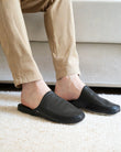 Chausson mules cuir Homme Noir