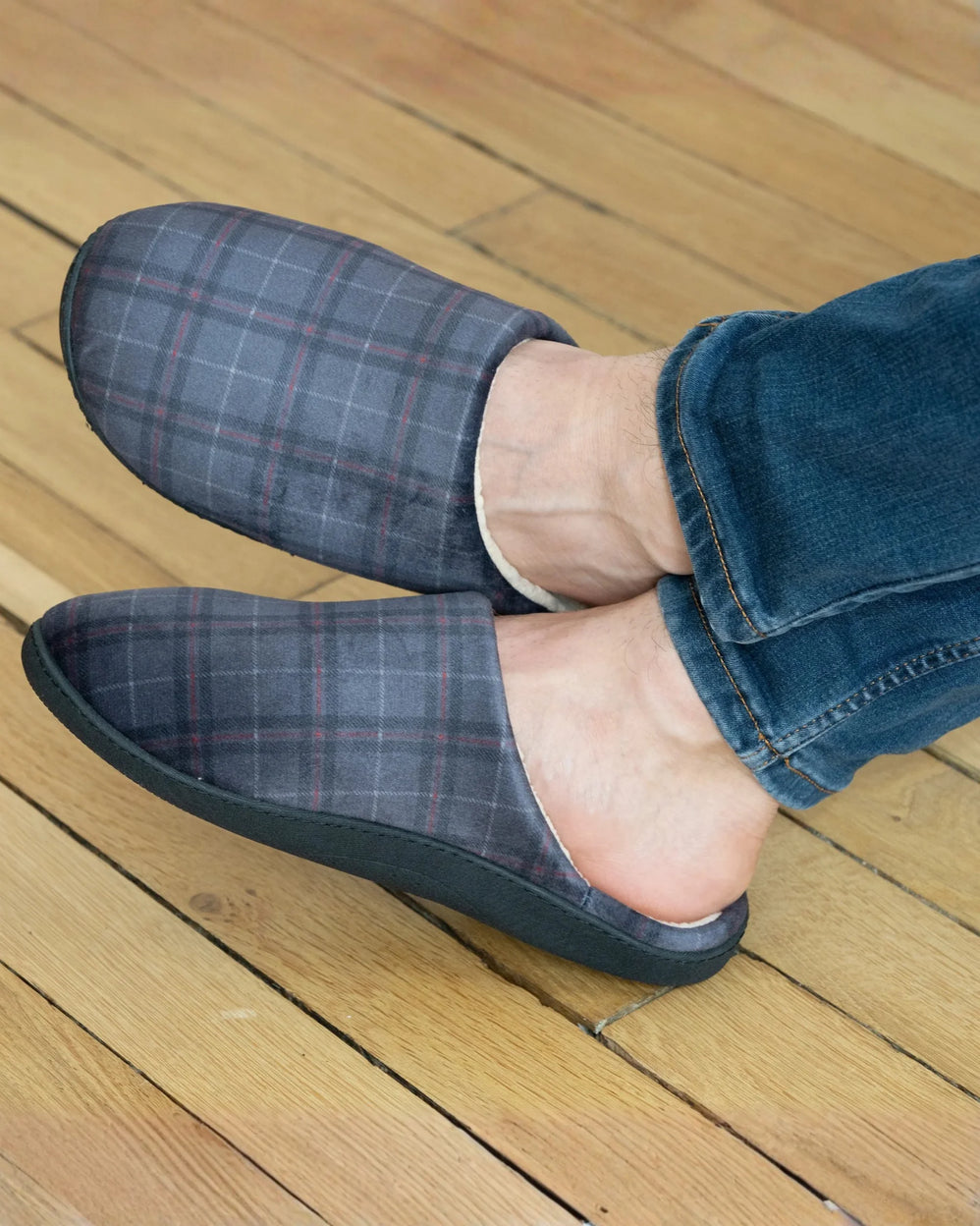 Chaussons mules ergo Homme Tartan - Isotoner