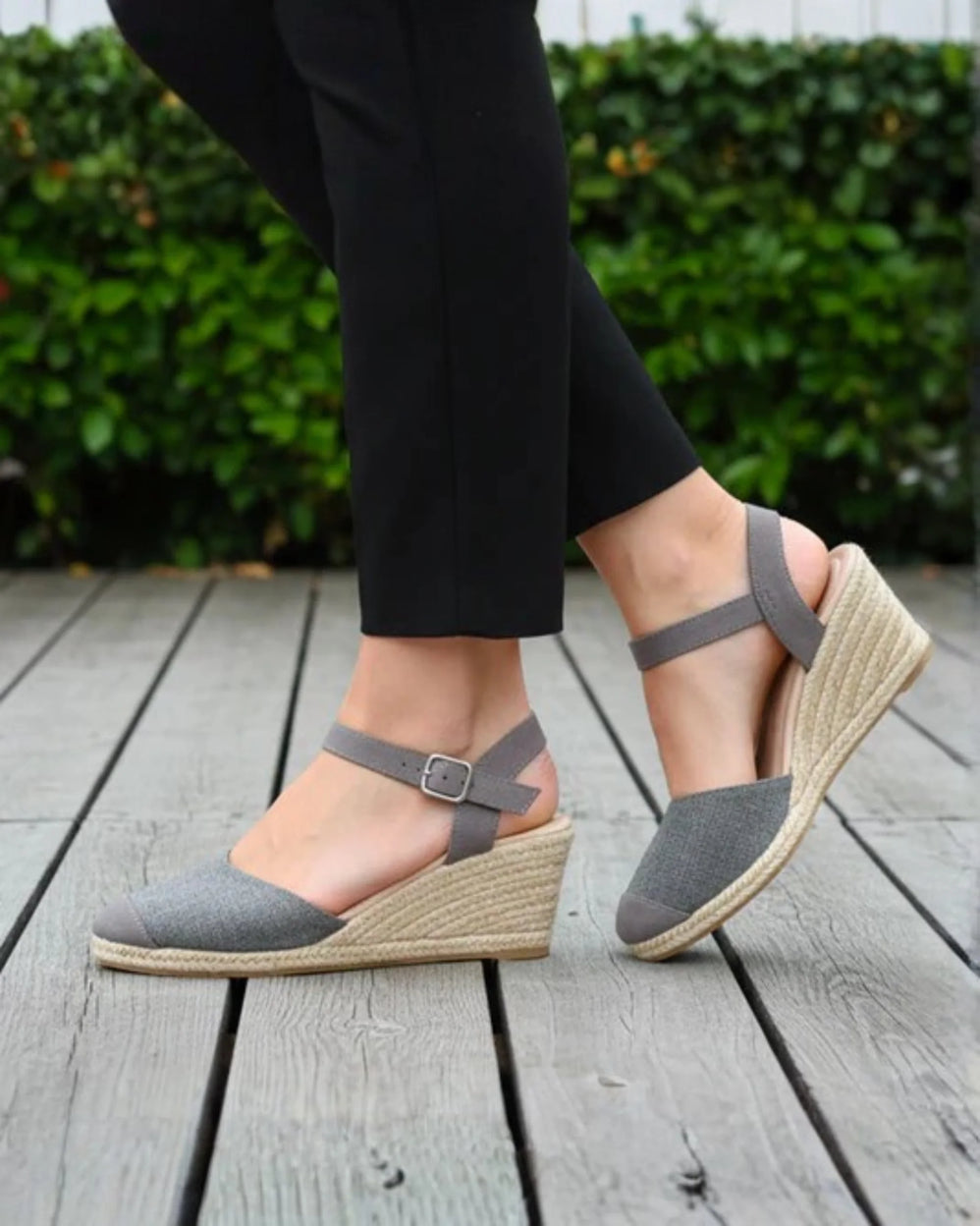 Espadrilles fermées Femme talon corde Grise - Isotoner