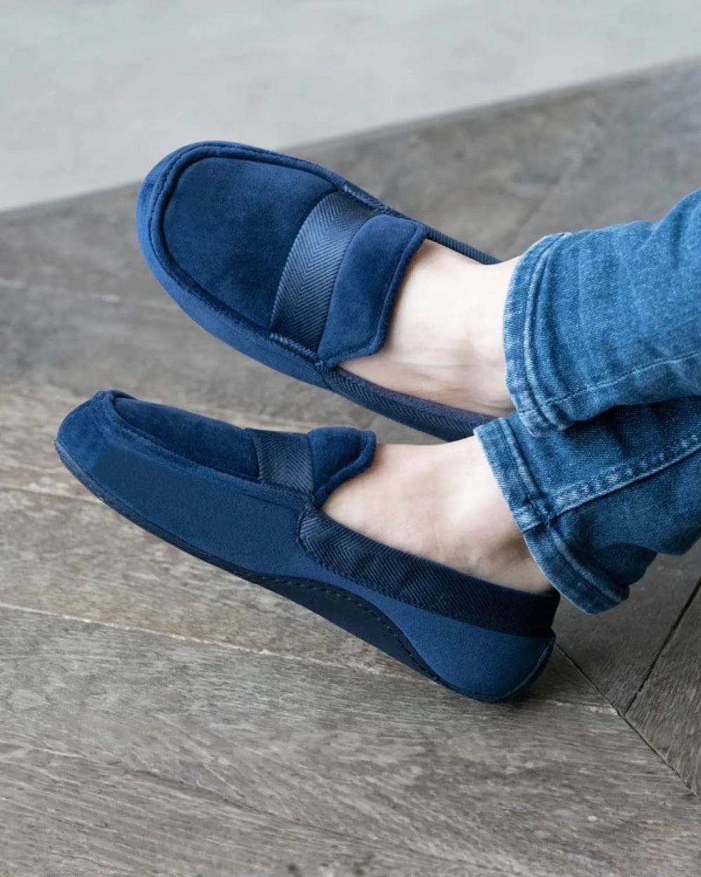 Chaussons mocassins Homme Marine chevrons - Isotoner