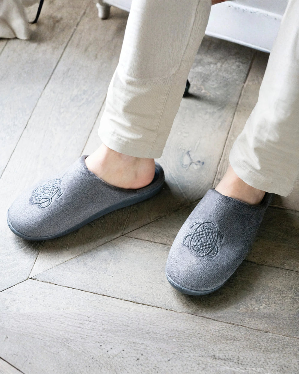 Chaussons mules Homme Gris chiné - Isotoner
