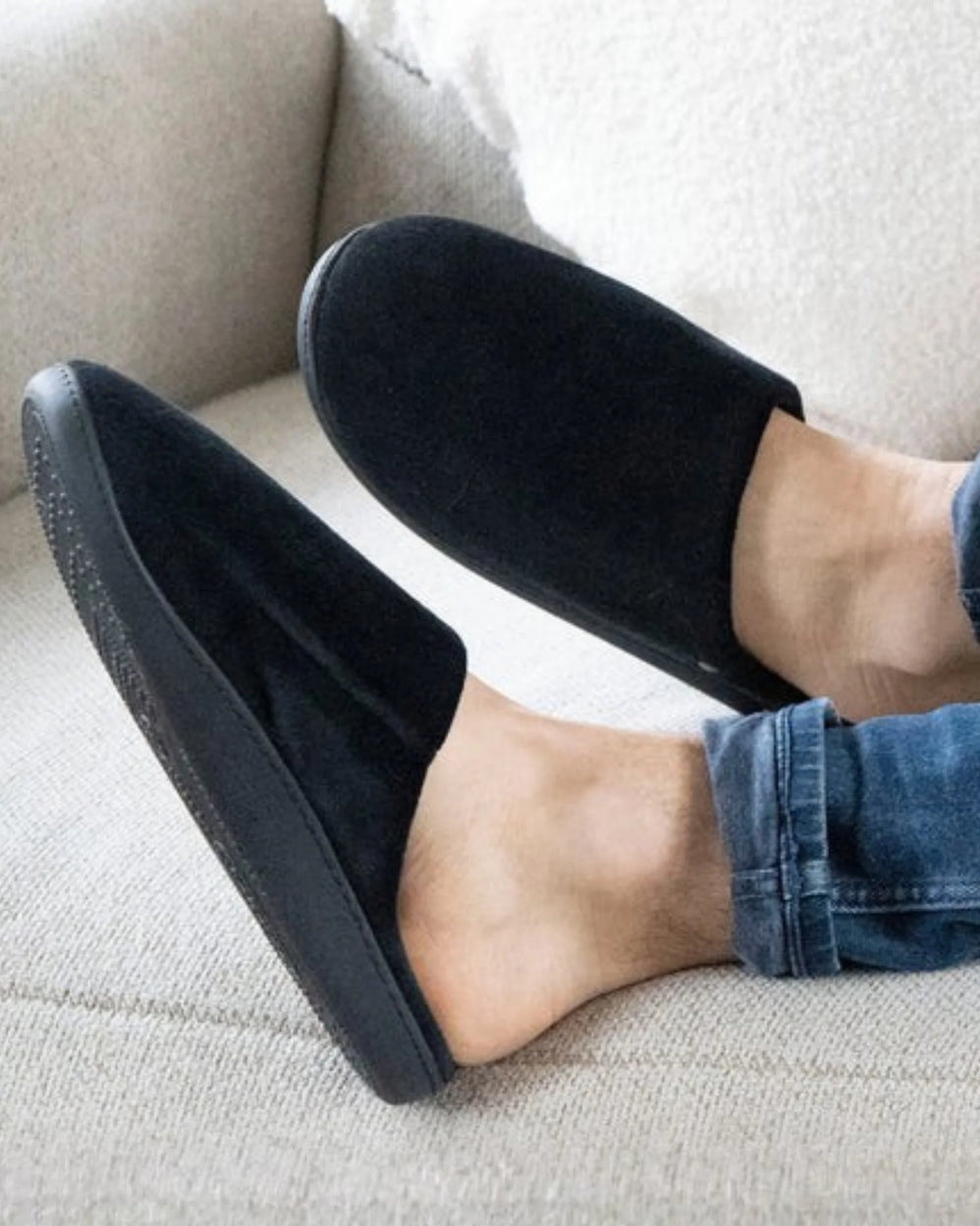 Chaussons mules Homme Noir Chevrons - Isotoner
