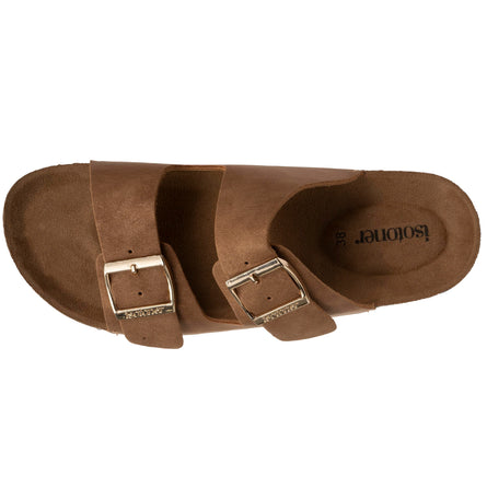 Mules sandales Femme double bride Camel - Isotoner