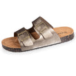Mules sandales Femme double bride Gris métallisé