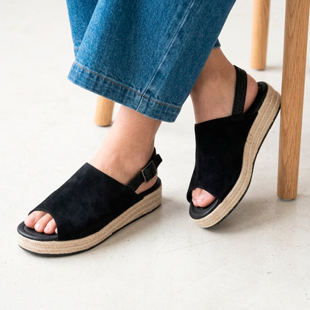 Sandales Femme semelle plateforme corde Noir - Isotoner