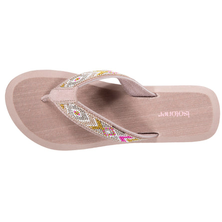 Tongs Femme perles talon Taupe - Isotoner