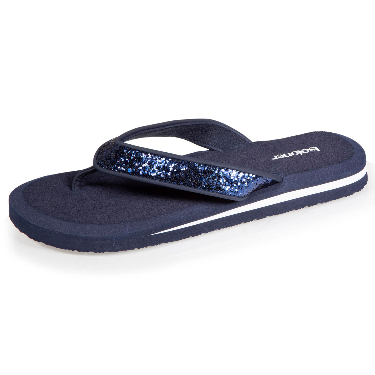 Tongs Femme confort YOGA à perles Marine