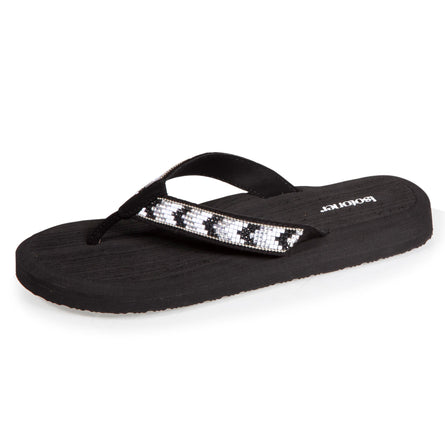 Tongs Femme unie à perles yoga confort Noir - Isotoner