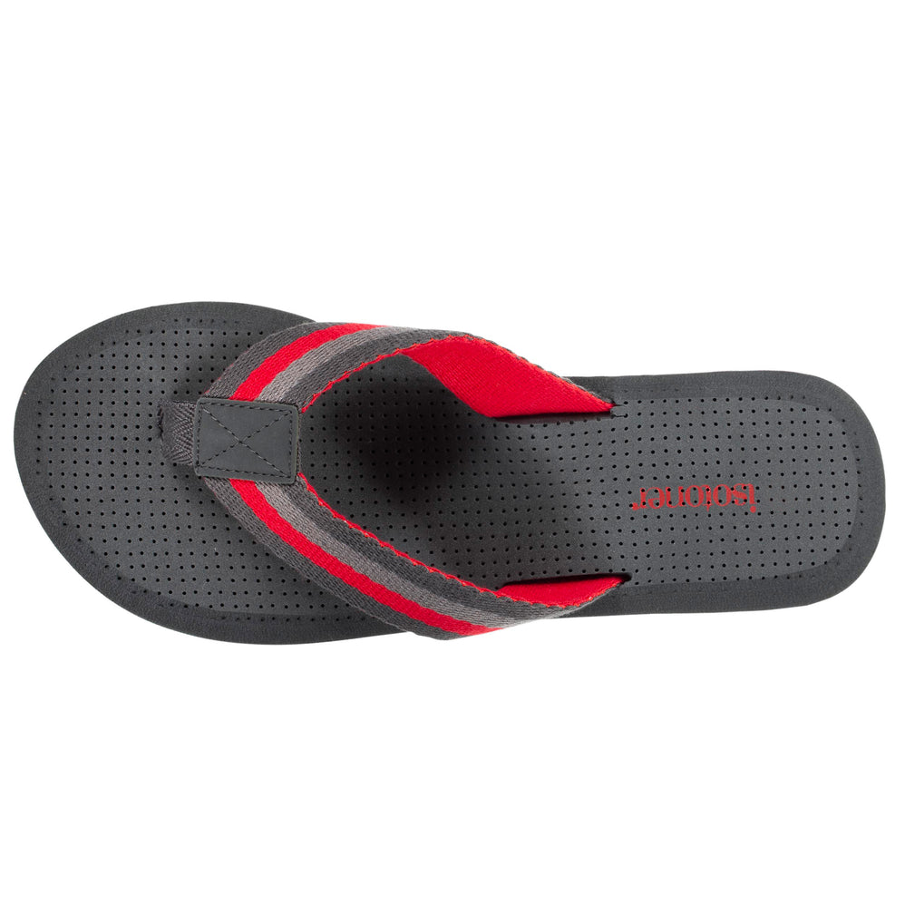 Tongs Homme tige large rayure Kaki - Isotoner