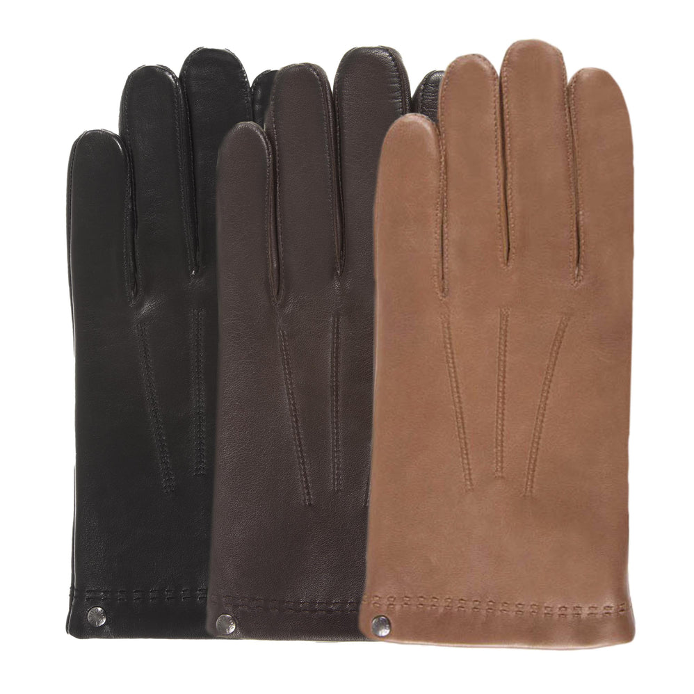 Gants Homme cuir/cachemire et soie Noir - Isotoner