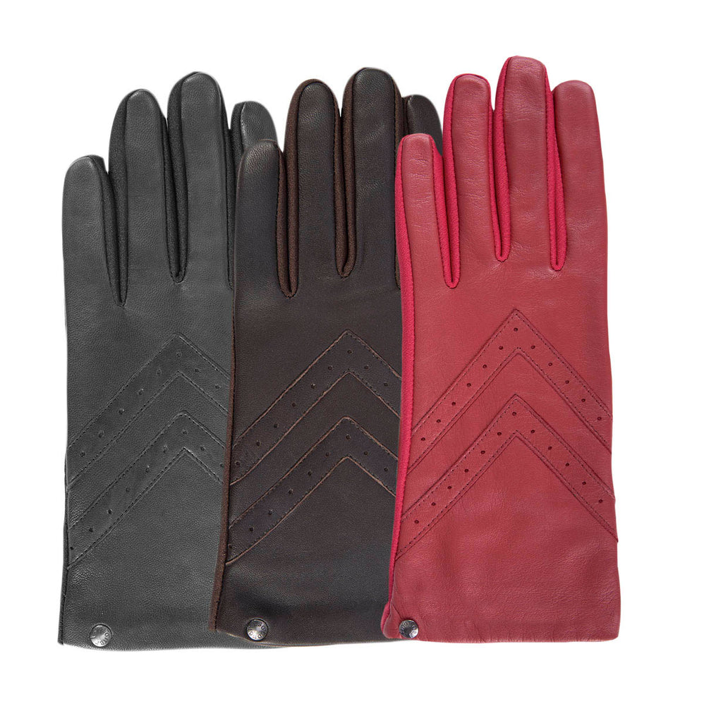 Gants Femme tactiles cuir et tissu Noir - Isotoner