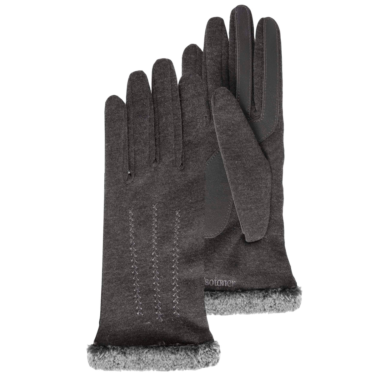 Gants Femme tactiles tissu doux Gris