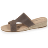 Mules Femme talon corde effet suédé Noir taupe - Isotoner