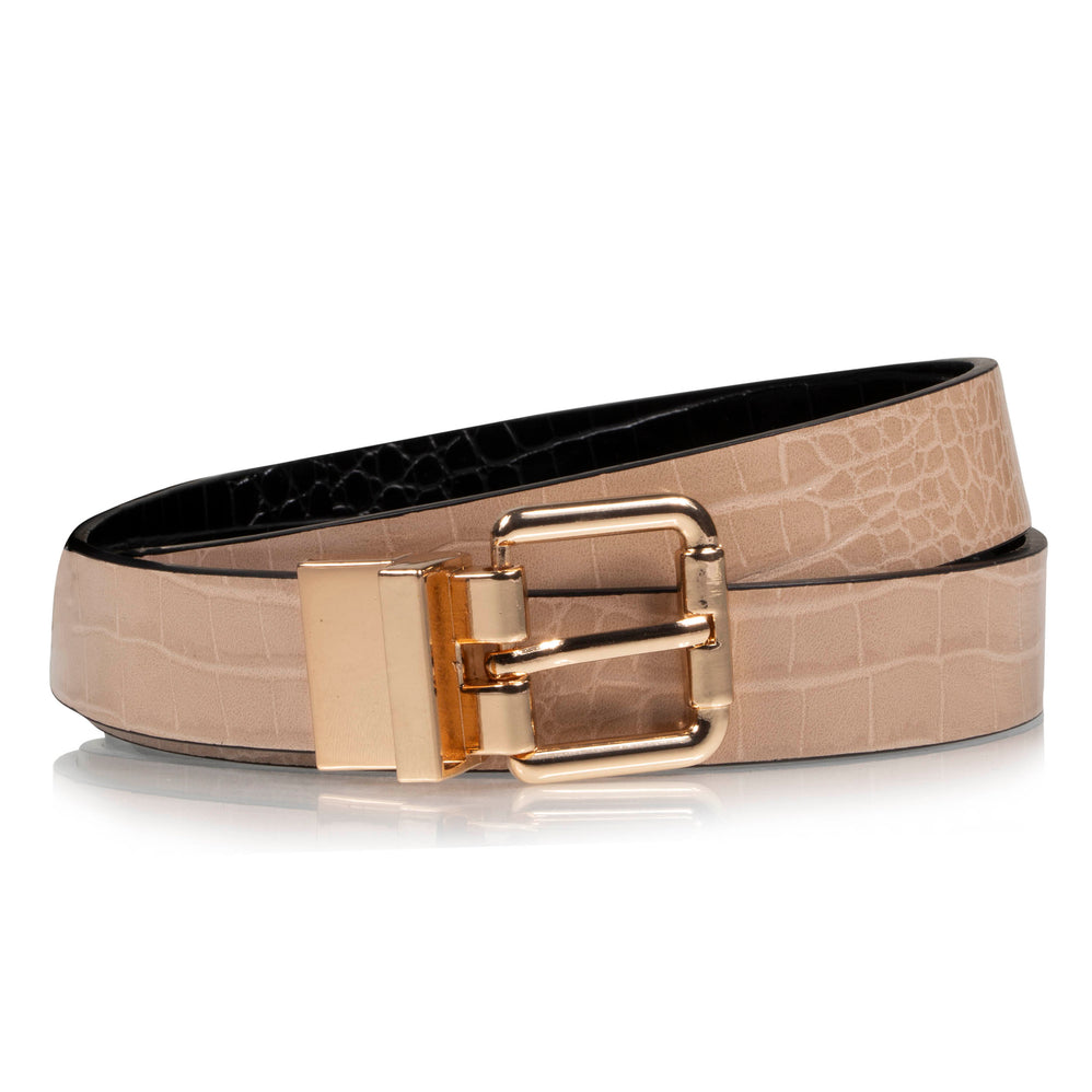 Ceinture Femme 2 en 1 Noir et Beige - Isotoner