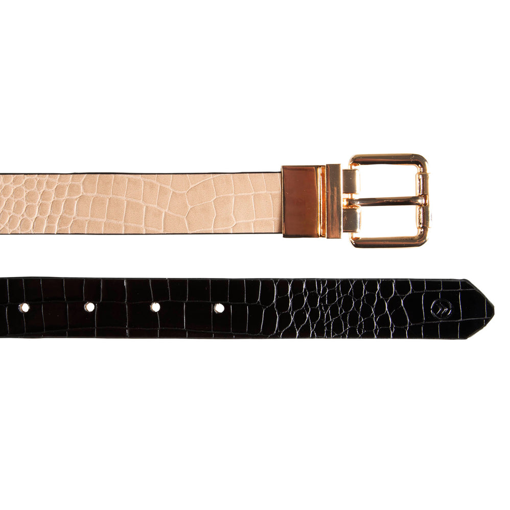 Ceinture Femme 2 en 1 Noir et Beige - Isotoner