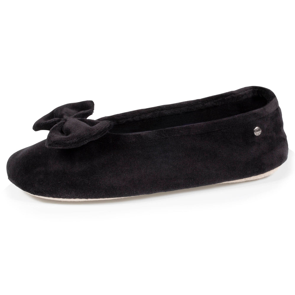 Chaussons ballerines Femme Grand Noeud Noir - Isotoner