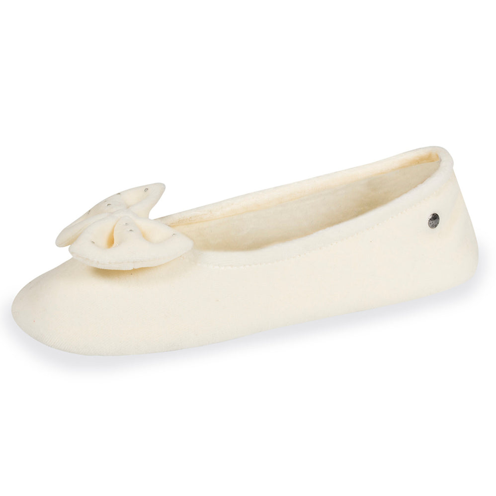 Chaussons ballerines Femme strass Ivoire - Isotoner
