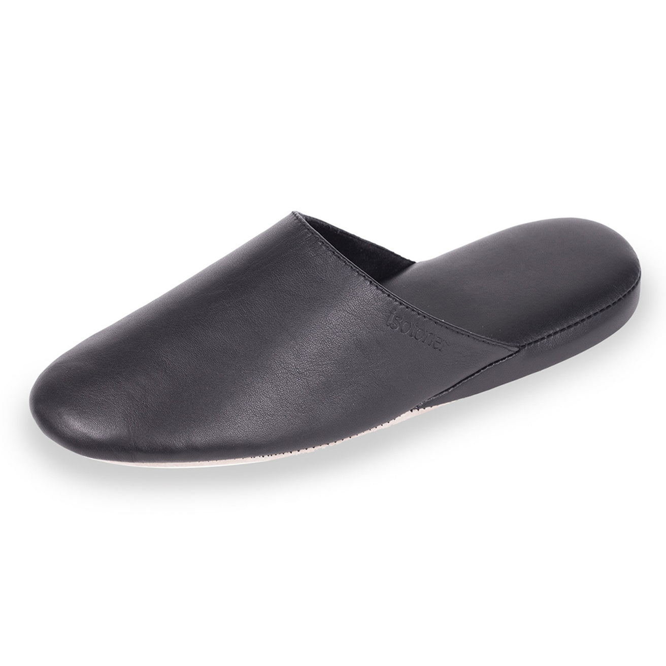 Chaussons mules en Cuir Homme Noir Isotoner - Main Image