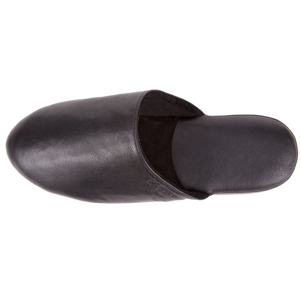 Chaussons mules en Cuir Homme Noir - Isotoner