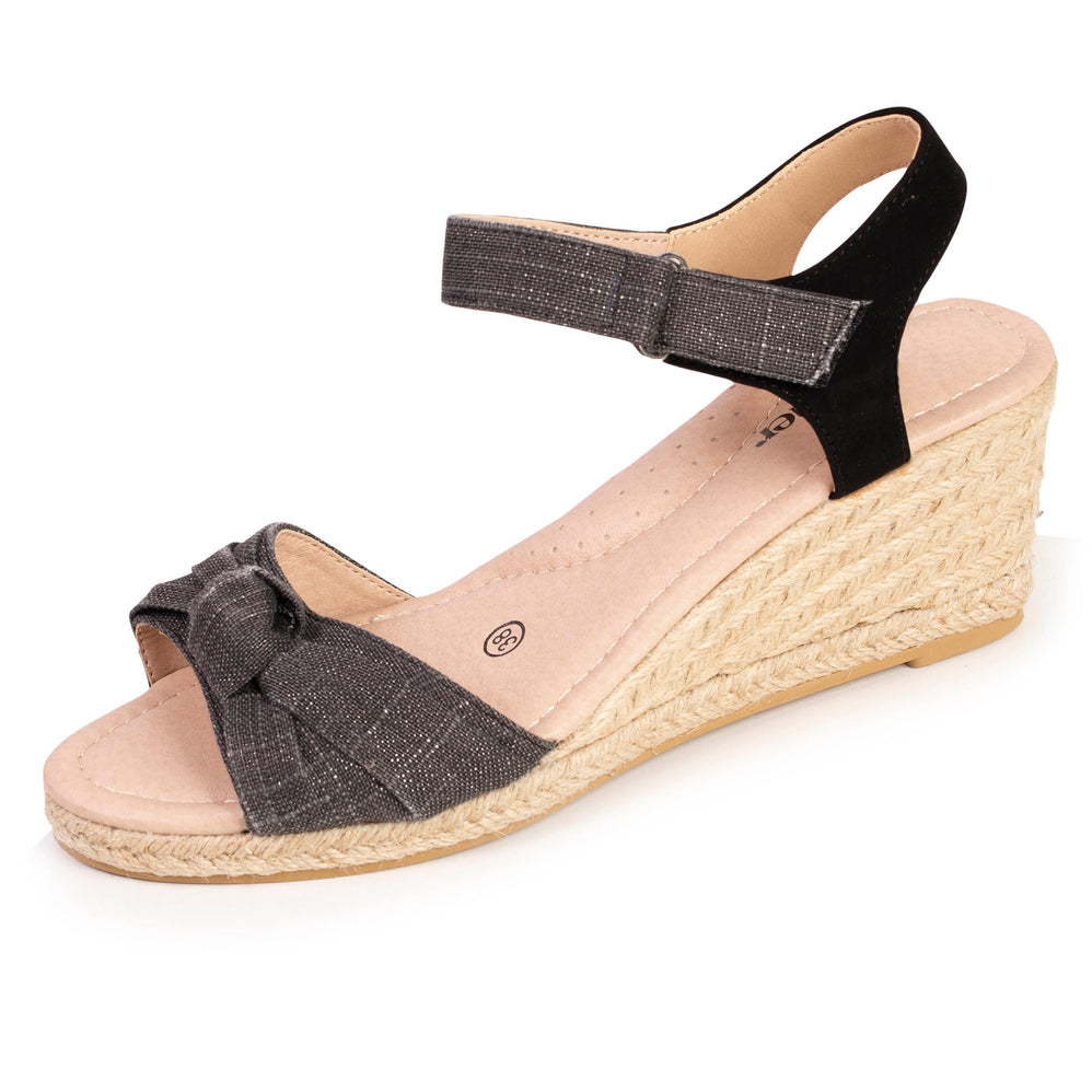 Espadrilles Femme nœud talon corde Noir - Isotoner