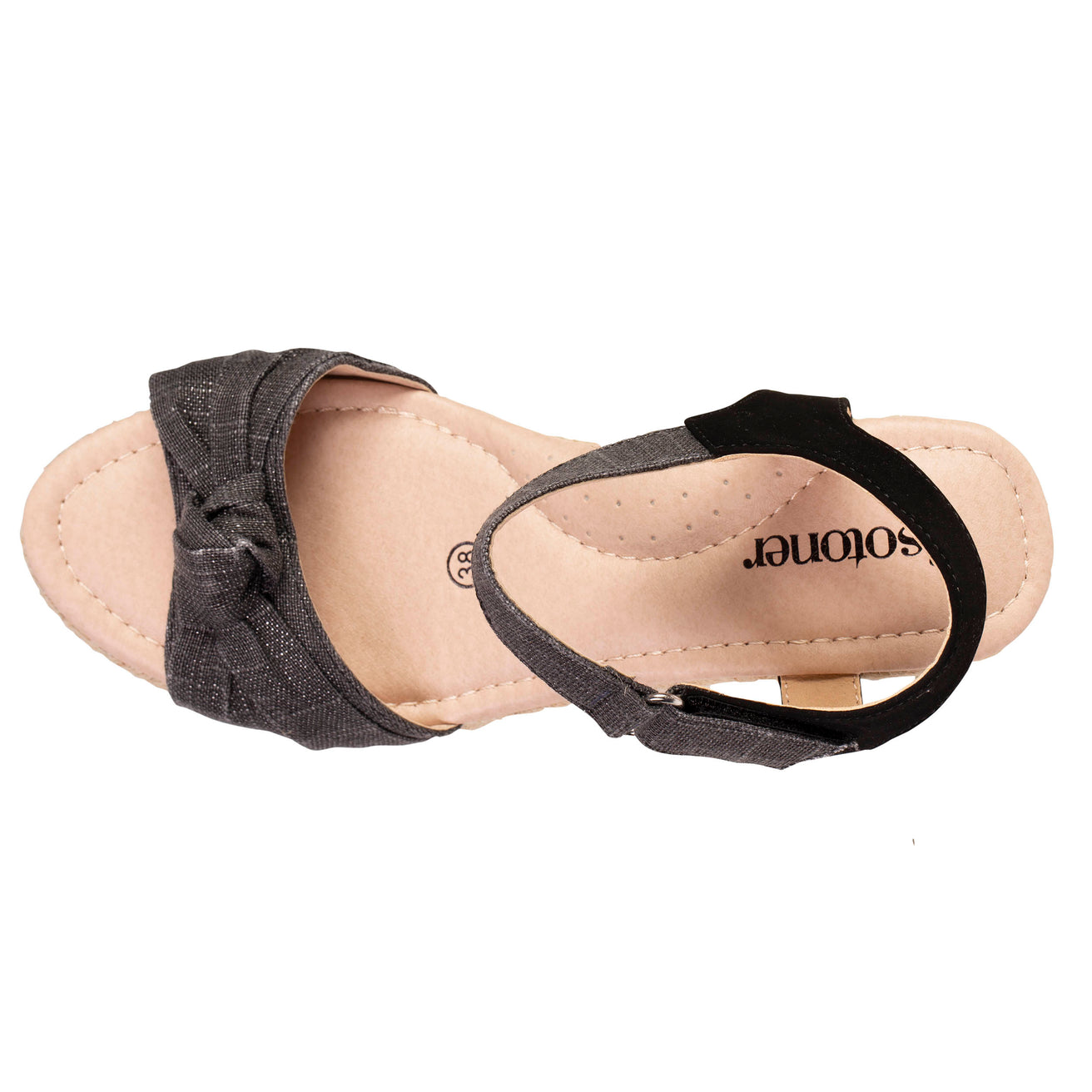 Espadrilles Femme nœud talon corde Noir
