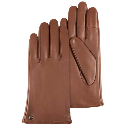Gants Femme tactiles Cuir Chaud Cognac - Isotoner
