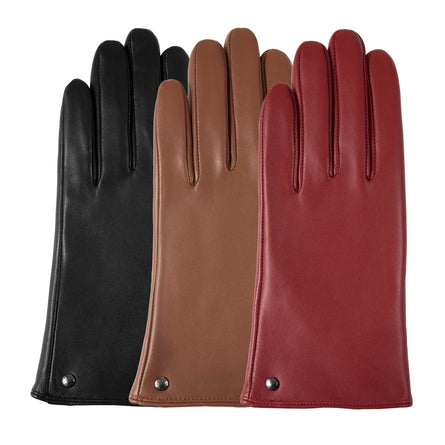 Gants Femme tactiles Cuir Chaud Cognac - Isotoner